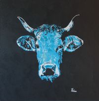 Mathilde, die blaue Kuh 70x70 1-2024